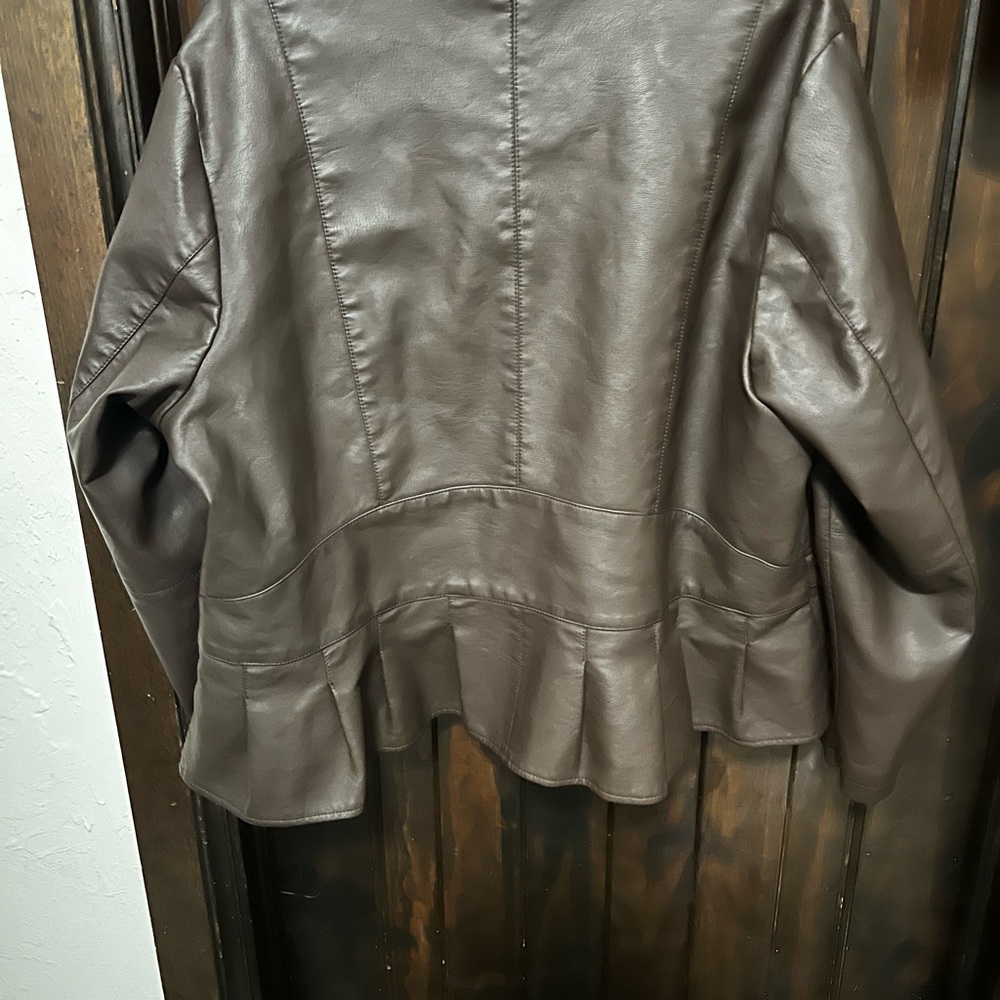 Baccini Brown Leather Jacket - Picture 2 of 4
